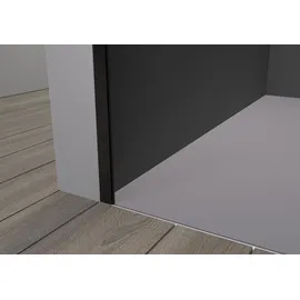 Bernstein Nischendusche DX906 FLEX 1400 mm mit Schiebetür grauem 8 mm Sicherheitsglas, Nano-Beschichtung, flexibler Montage und schwarzen Profilen für modernes Baddesign