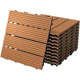 ECD Germany WPC Terrassenfliesen 30x30 cm 11Er Spar Set Hellbraun in Holzoptik,