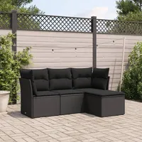 Festnight Gartenlounge mit Stauraum Balkon Lounge Balkon Sofa Rattan Sofa Klein Rattansofa Gartensofa Ecksofa Lounge Sofa Outdoor Polyrattan Balkonmöbel Couch Gartenmöbel Ecklounge