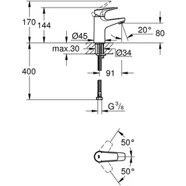 Grohe BauFlow S-Size Einhandmischer chrom 23752000