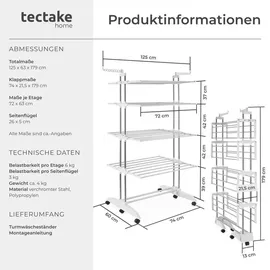Tectake Turmwäscheständer 0 m Weiß