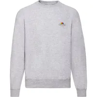 Fruit of the Loom Classic Raglan Sweat mit Vintage-Logo auf der Brust, graumeliert - Vintage-Logo klein, S