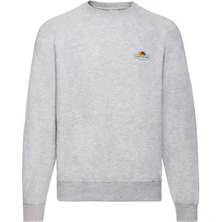 Fruit of the Loom Classic Raglan Sweat mit Vintage-Logo auf der Brust, graumeliert - Vintage-Logo klein, S