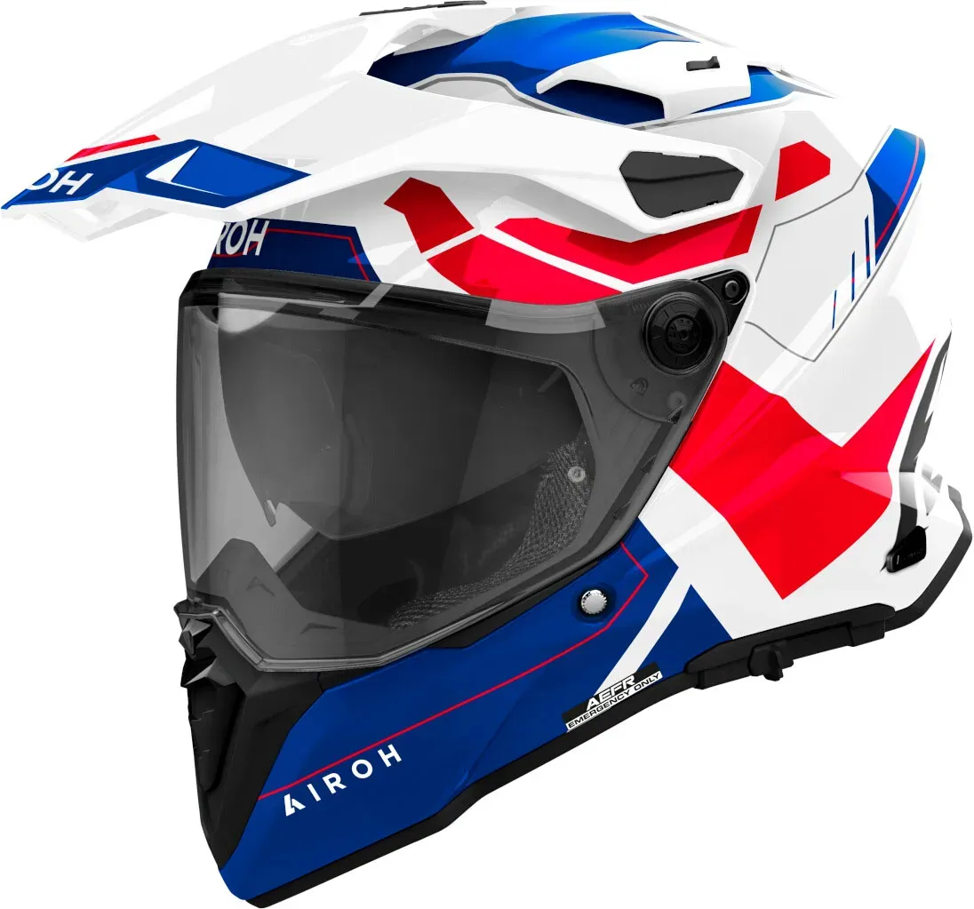 Airoh Commander 2 Reveal, casque enduro - Blanc/Bleu/Rouge - L