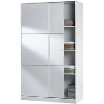 Mobimarket Habitdesign, Kleiderschrank mit 2 Schiebetüren – viel Stauraum, Kleiderstange und Regalfächern, Hochglanz Weiß, für Schlafzimmer oder Kinderzimmer, Maße: 120 x 200 x 50 cm (B x H x T), Modell Top