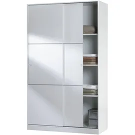 Mobimarket Habitdesign, Kleiderschrank mit 2 Schiebetüren – viel Stauraum, Kleiderstange und Regalfächern, Hochglanz Weiß, für Schlafzimmer oder Kinderzimmer, Maße: 120 x 200 x 50 cm (B x H x T), Modell Top