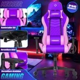 Kesser KESSER® Gaming Stuhl Ergonomisch Bürostuhl mit Kopfstütze & Lendenkissen Racing Gamer Stuhl 150kg belastbar Armlehne 360° Drehbarer Schreibtischstuhl Gaming Chair + Gummi-Rollen