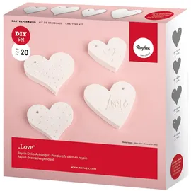 Rayher BP Raysin Deko-Anhänger "Love", 4 Motive, Raysin für 20 Anhänger, 34484000