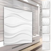HEXIM 3D Wandpaneele, PVC Kunststoff weiß - Wellen Design Paneele 50x50cm Wandverkleidung (3QM HD143) Feuchtraumpaneele Gamingsetup