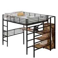 Odikalo Hochbett Jugendbett Schreibtisch Kleiderschrank Schwarz90/140(Ohne Matratze) 140 cm