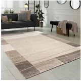 Paco Home Teppich Wohnzimmer Teppich Modern Bordüre in Braun Beige Preishammer, Grösse:60x100 cm