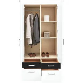 Priess Drehtürenschrank PRIESS 94 x 193 x 56 cm Schwarz/Weiß