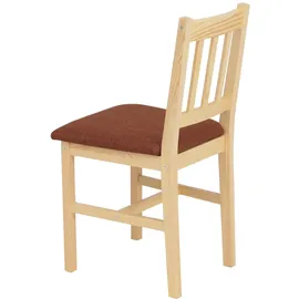 Mendler Esszimmer-Set HWC-F77, Sitzgruppe Esszimmergruppe, Massiv-Holz Kiefer Stoff Landhaus 110cm ~ natur Polster terrakotta