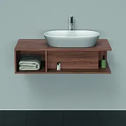 Duravit D-Neo Waschtisch-Unterschrank DE495907979 100 x 55 cm, Nussbaum Natur, 1 Fach, 1 Konsolenplatte, wandhängend