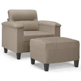 vidaXL Sessel mit Hocker Taupe 60 cm Mikrofasergewebe