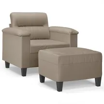 vidaXL Sessel mit Hocker Taupe 60 cm Mikrofasergewebe