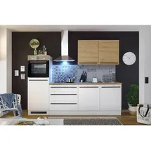 BASIC by Balculina Mid.you Küchenleerblock, weiß Eiche artisan Kunststoff, 3 Schubladen, nur wie online abgebildet bestellbar, 260 cm, wahlweise mit E-Geräten