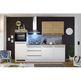 BASIC by Balculina Mid.you Küchenleerblock, weiß Eiche artisan Kunststoff, 3 Schubladen, nur wie online abgebildet bestellbar, 260 cm, wahlweise mit E-Geräten