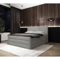 MID.YOU Boxspringbett + Grau, - H2/H3 - inklusive Topper
