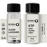 SD COLORS Neue lackstift GRIS HAI GRAU KTP Reparatur KRATZEN 15 ml (Farbe+KLARLACK)