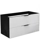 duschspa Waschtisch Unterschrank Waschtischunterschrank Waschbeckenunterschrank Badschrank, 50-120cm Hängeschrank, Matt / Hochglanz schwarz 99 cm x 52 cm x 46.3 cm