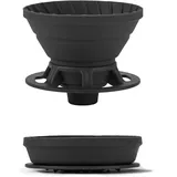 Vandroop Mini Kaffeefilter Silikon - Größe 1 Platinsilikon faltbarer tragbarer Kaffeefilter, wiederverwendbar kaffeefilter, perfect für Reise Camping (Schwarz, Ohne Papierfilter)