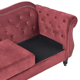 Beliani Sofa Samt 3-Sitzer Burgunderrot