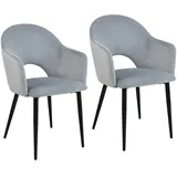 Svita Hailey 2er Set Esszimmerstühle Küchen-Sessel gepolstert Samt Grau