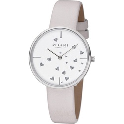 Regent Quarzuhr Regent Damen Uhr BA-606 Leder Armbanduhr, (Armbanduhr), Damen Armbanduhr rund, Lederarmband weiß weiß