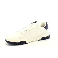 Armani Exchange Herren Duck, Leather, Back Logo Sneaker, Off White+Navy, 42 EU