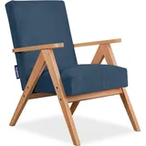 konsimo® Cocktailsessel NASET Sessel, Rahmen aus lackiertem Holz blau