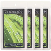 Woodbridge Duftwachs Set Lemongrass Ginger (4X) | Zitronengras Duft | Bis zu 8h Duftdauer je Melt | Für Duftlampen & Wachswärmer | Hochwertiges Paraffinwachs | Raumduft für Zuhause & Büro