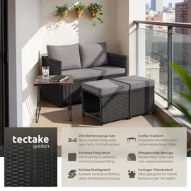Tectake Monopoli Rattanlounge-Set 4-tlg. schwarz