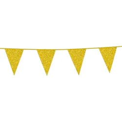 Glitzer Wimpelkette gold 6m