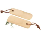 Holz Frank Schuhlöffel Kompakter Schuhlöffel 12 cm aus geöltem Buchenholz mit Lederband beige
