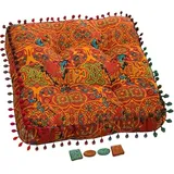 Sitzkissen garten bunt, sesselauflage outdoor, sitzerhöhung stuhl, stuhlkissen rund 55 cm, bodenkissen boho, sitzkissen sessel senioren für stuhlerhöhung erwachsene auto gartenstuhl(Orange,40x40 x6cm