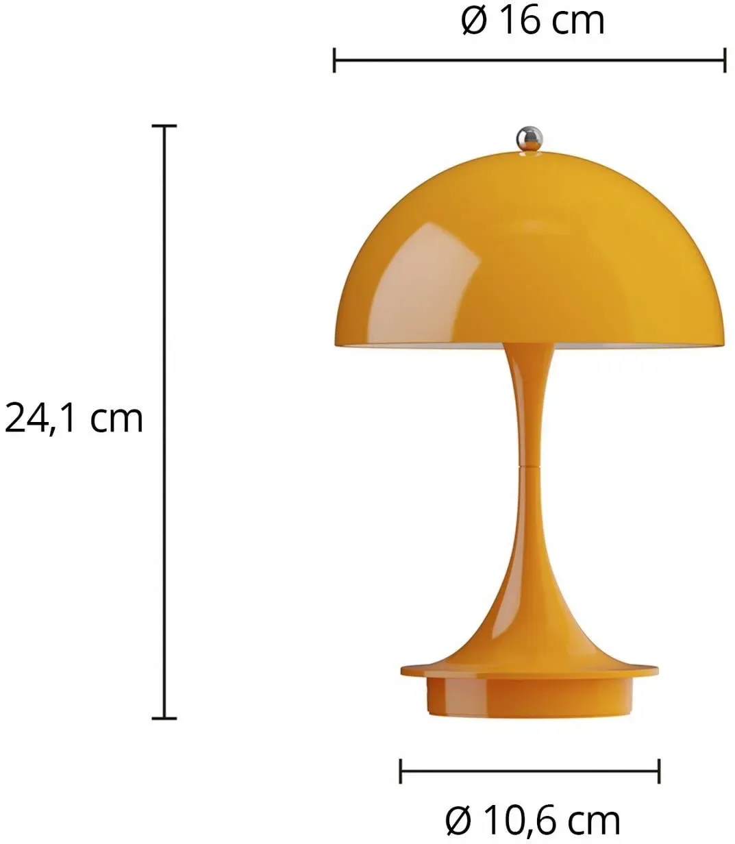 Louis Poulsen Panthella PORTABLE 160 V3, opaque orange 160, dimmbar, gelb / orange, für Wohn- / Esszimmer, Kunststoff, Design - 16 cm - 16 cm - 24.1 cm