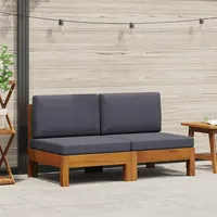 vidaXL Lounge Mittelsofas braun/grau 2 St.