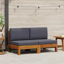 vidaXL Lounge Mittelsofas braun/grau 2 St.