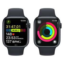 Apple Watch Series 9 GPS 45 mm Aluminiumgehäuse mitternacht, Sportarmband mitternacht S/M