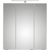 Saphir Spiegelschrank Quickset 857 Badschrank, 3 Spiegeltüren, 6 Einlegeböden, 65 cm breit inkl. LED-Beleuchtung, Türdämpfer, Schalter-/Steckdosenkombination weiß