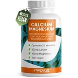 Calcium & Magnesium 180 Kapseln- hochdosiert mit 800 mg Calcium + 400 mg Magnesium pro Tag - hohe Bioverfügbarkeit durch natürliches Calcium aus Rotalgen und Magnesium-Citrat - laborgeprüft & vegan