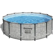 BESTWAY Steel Pro Max Frame Pool Set 427 x 122 cm steinwandoptik inkl. Filterpumpe