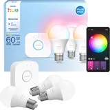 Philips Hue Essential Starter Kit Hue Bridge + 3 x Essential E27 smarte Lampe + Dimmer Switch