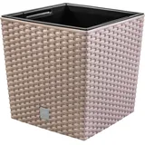 Blumentopf + Einsatz Blumenkübel Rattan RATO LOW 17cm Mocca