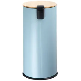 Echtwerk Tretabfalleimer Skandi Look, Abfalleimer, Mülleimer, robuster Eisenkorpus mit Bambusdeckel, Soft Close Funktion, Maritim, Fassungsvermögen 30 Liter