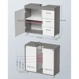 VASAGLE Waschbeckenunterschrank 2 Fächer hinter der Tür