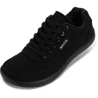 WHITIN Barfußschuhe Herren Barfuss Schuhe Barfussschuhe Canvas Barfuß Sneaker Barefoot Shoes Men Minimalistische Weit Zehenbox Freizeit Gym Schwarz 44 EU - 44 EU Weit