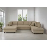 trends by hg Wohnlandschaft Polyester U-Form 3-Sitzer Braun