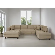 trends by hg Wohnlandschaft Polyester U-Form 3-Sitzer Braun